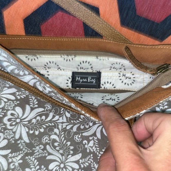 Myra Bag Tan and White Floral Handbag - Picture 1 of 14